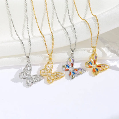 Wholesale Jewelry Modern Style Sweet Classic Style Geometric Letter Flower Titanium Steel Zircon 18K Gold Plated Plating Inlay Pendant Necklace