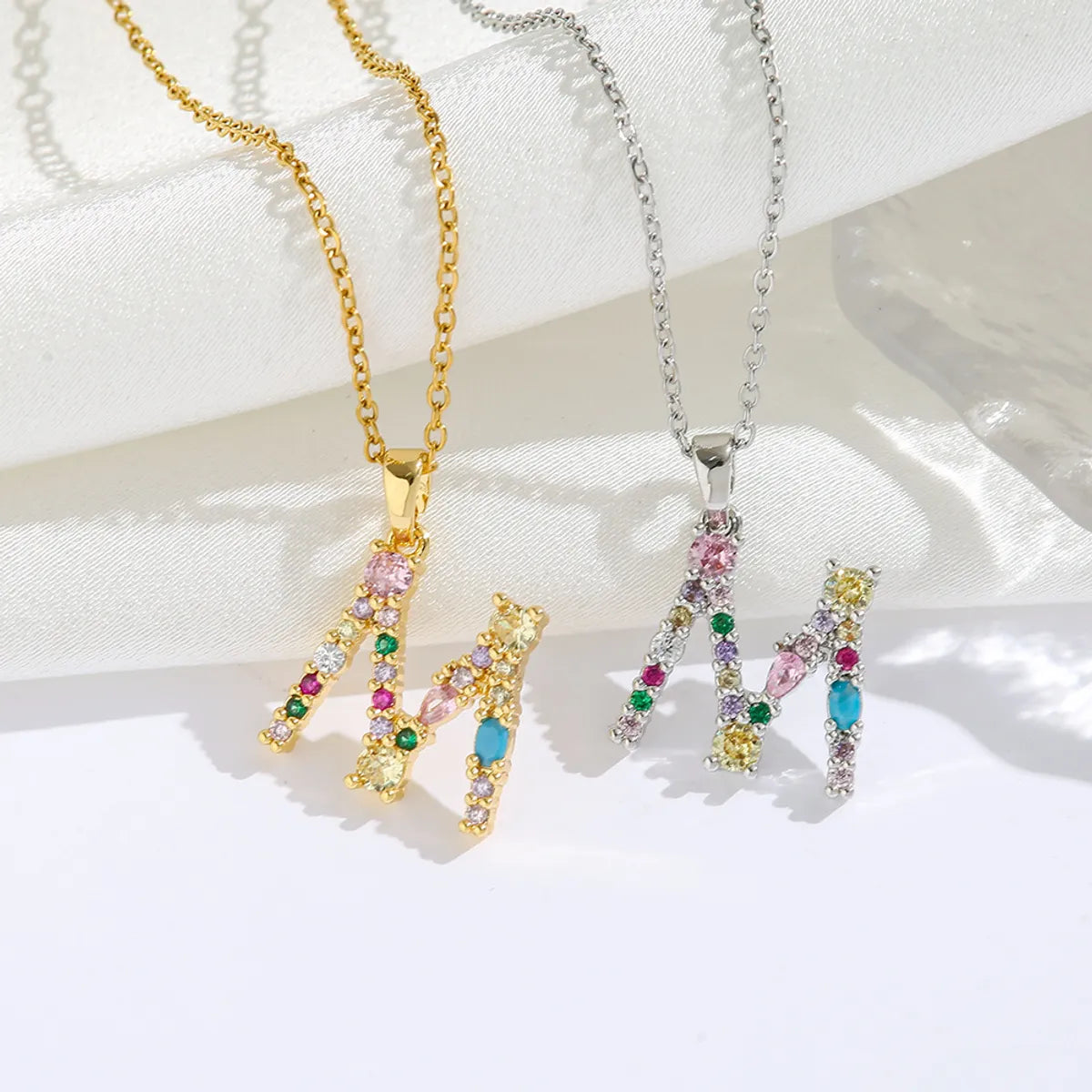 Wholesale Jewelry Modern Style Sweet Classic Style Geometric Letter Flower Titanium Steel Zircon 18K Gold Plated Plating Inlay Pendant Necklace