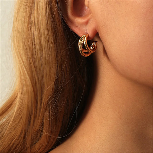 Wholesale Jewelry Multi-layer Arc Copper Stud Earrings Gooddiy