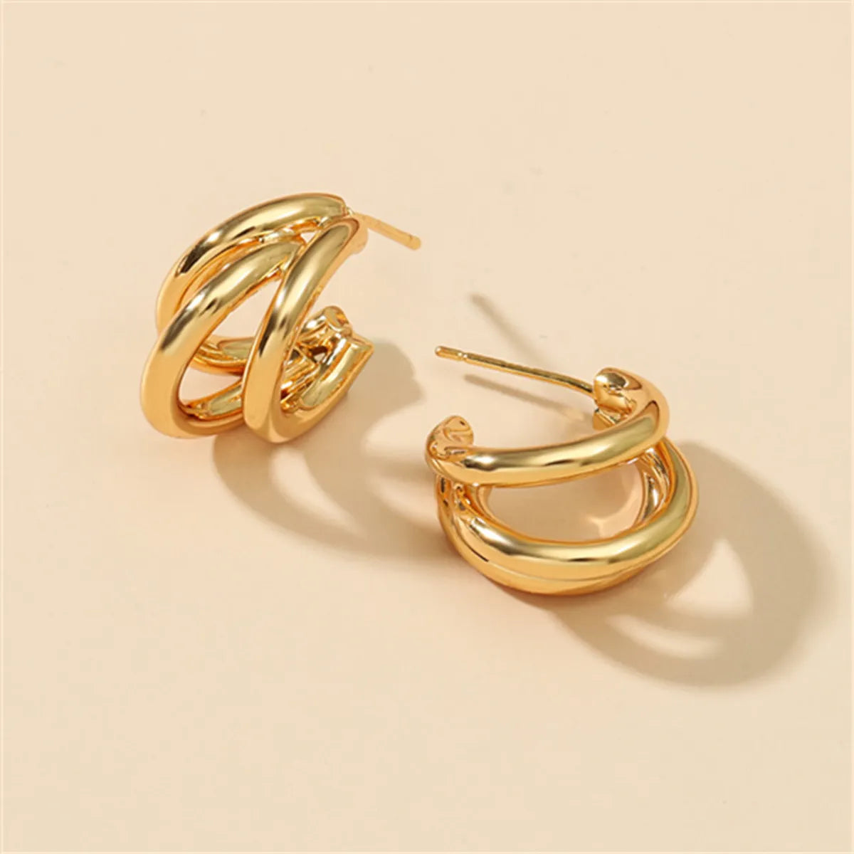 Wholesale Jewelry Multi-layer Arc Copper Stud Earrings Gooddiy