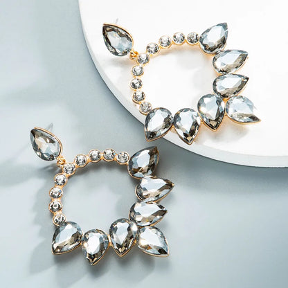 Wholesale Jewelry New Multi-Layer Drop-Shaped Glass Diamond-Studded Earrings Nihaojewelry