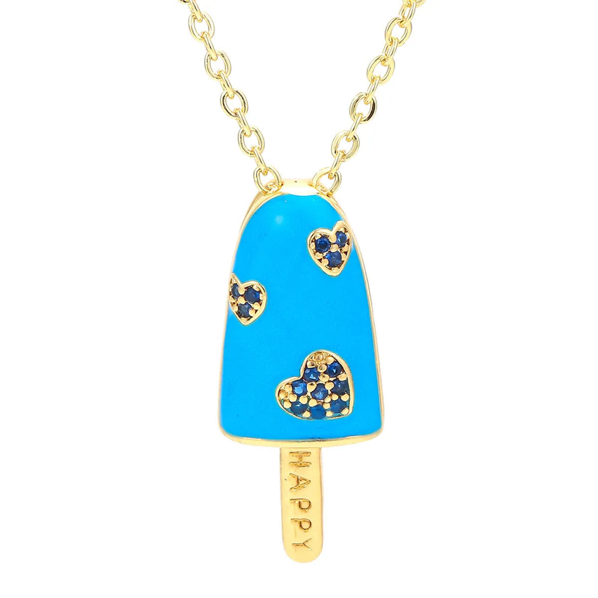 Wholesale Jewelry Popsicle-shaped Oil Drop Pendant Copper Inlaid Zircon Necklace Gooddiy