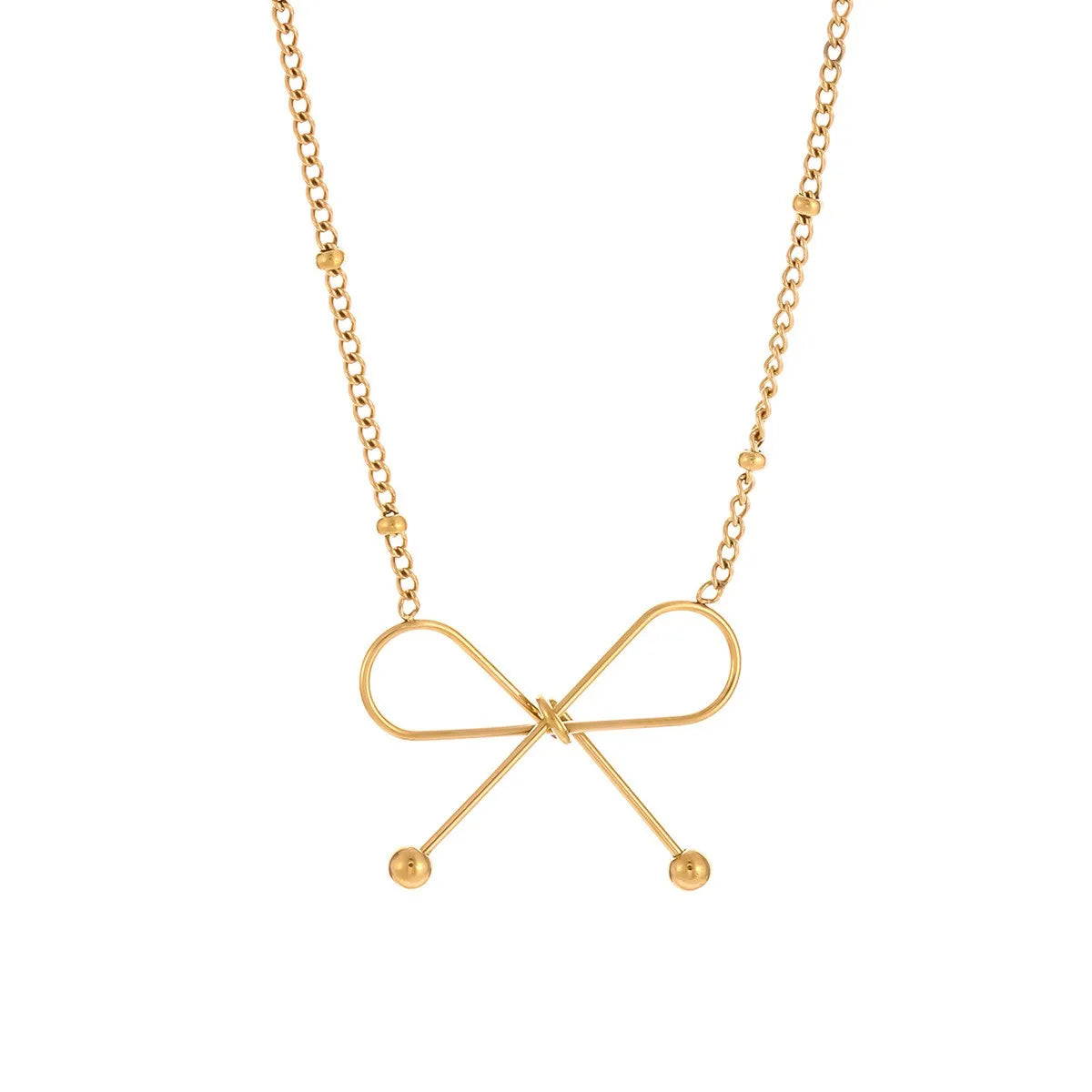 Wholesale Jewelry Preppy Style Simple Style Commute Bow Knot 304 Stainless Steel 18K Gold Plated Plating Pendant Necklace