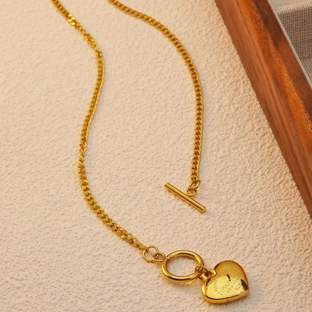 Wholesale Jewelry Preppy Style Simple Style Heart Shape 304 Stainless Steel 18K Gold Plated Plating Pendant Necklace