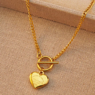 Wholesale Jewelry Preppy Style Simple Style Heart Shape 304 Stainless Steel 18K Gold Plated Plating Pendant Necklace