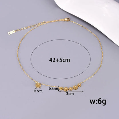 Wholesale Jewelry Preppy Style Sweet Pastoral Flower 304 Stainless Steel Titanium Steel 18K Gold Plated Necklace