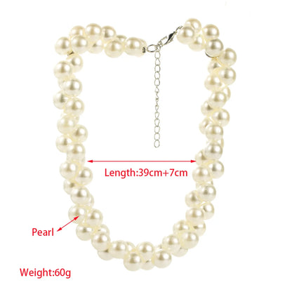 Wholesale Jewelry Princess Glam Round Artificial Pearl Alloy Rhinestones Pearl 14K Gold Plated Plating Inlay Necklace