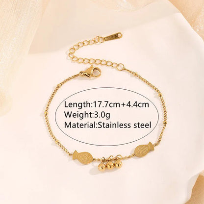 Wholesale Jewelry Princess Simple Style Commute Fish 304 Stainless Steel 18K Gold Plated Plating Jewelry Set