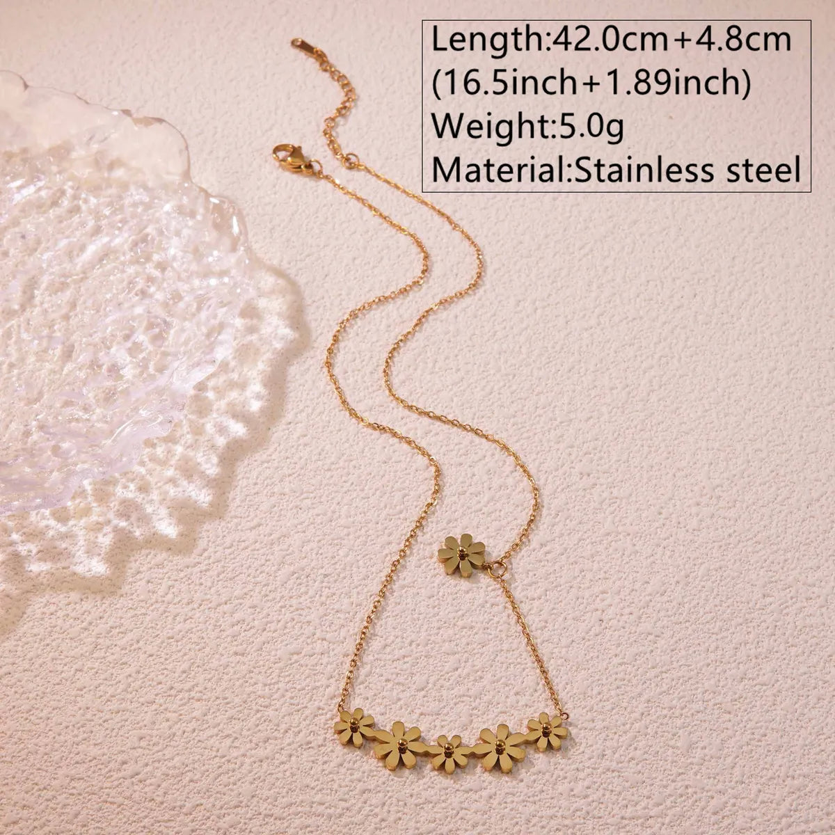 Wholesale Jewelry Princess Sweet Simple Style Flower 304 Stainless Steel 18K Gold Plated Plating Jewelry Set