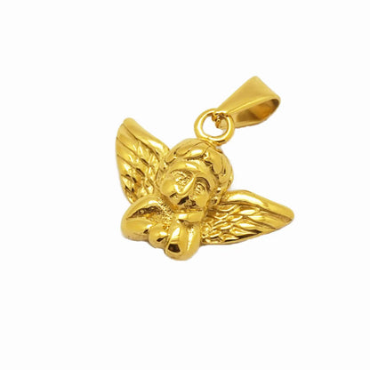 Wholesale Jewelry Retro Angel Titanium Steel 18K Gold Plated Pendant Necklace Necklace Pendant