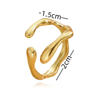 Wholesale Jewelry Retro Baroque Style Geometric 304 Stainless Steel 18K Gold Plated Open Rings