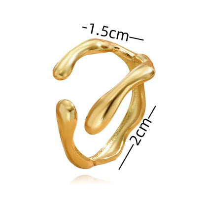 Wholesale Jewelry Retro Baroque Style Geometric 304 Stainless Steel 18K Gold Plated Open Rings