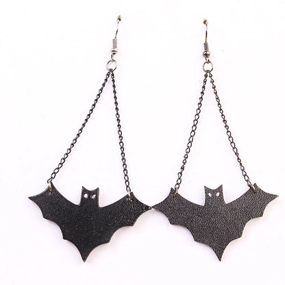 Wholesale Jewelry Retro Bat Pu Leather Earrings Necklace