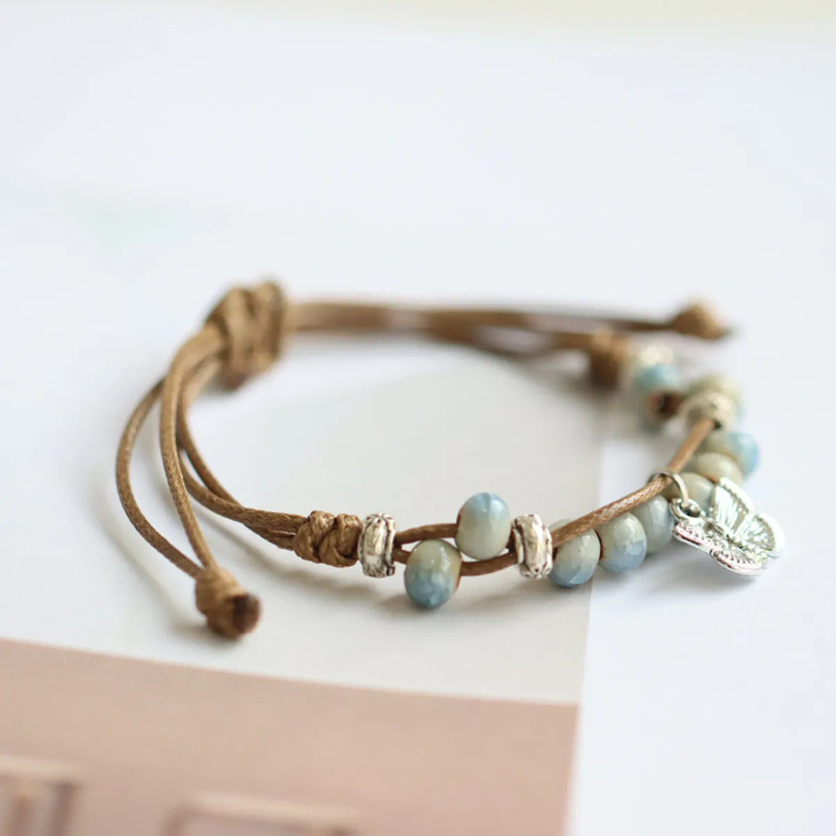 Retro Butterfly Alloy Rope Ceramics Wholesale Bracelets