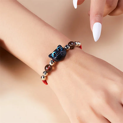 Retro Cat Plastic Resin Polyester Wholesale Drawstring Bracelets