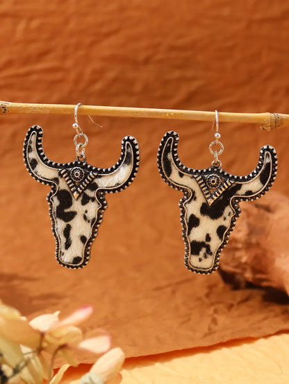 Wholesale Jewelry Retro Cattle Pu Leather Patchwork Drop Earrings