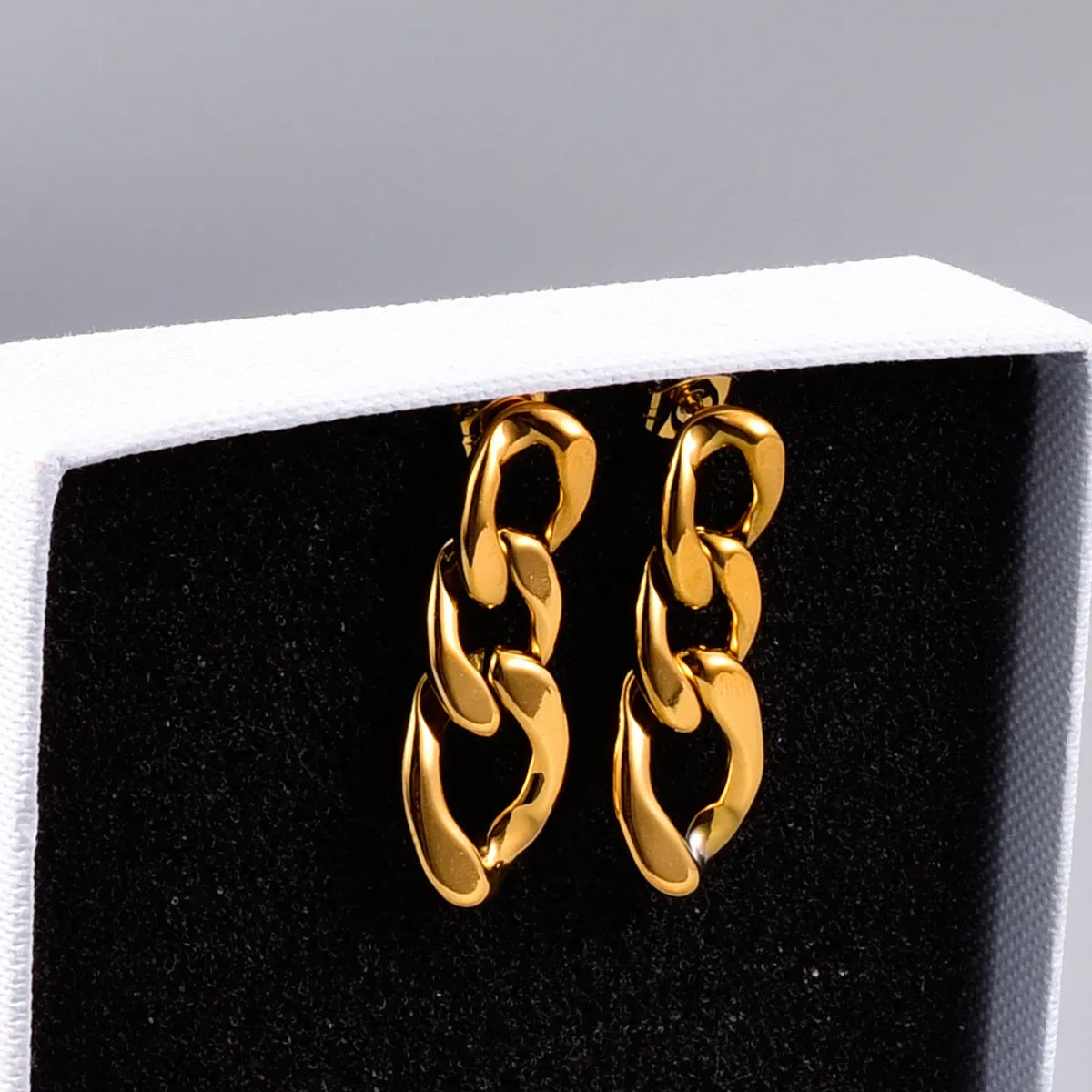 Wholesale Jewelry Retro Chain Titanium Gold Plated Earrings Gooddiy