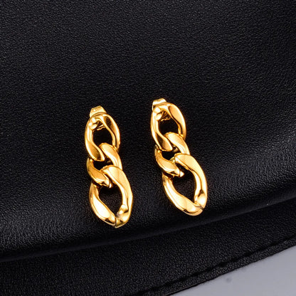 Wholesale Jewelry Retro Chain Titanium Gold Plated Earrings Gooddiy