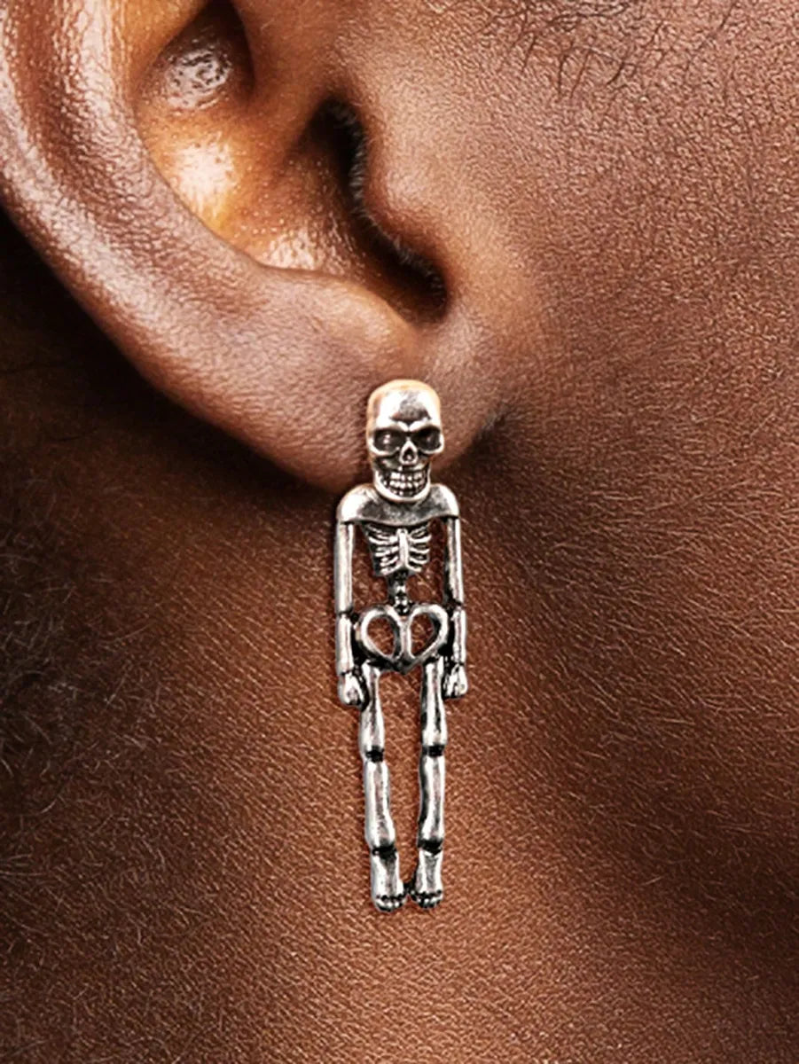 1 Pair Retro Cool Style Skull Copper Alloy Earrings