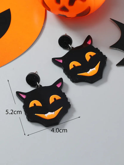 1 Pair Retro Exaggerated Funny Halloween Pattern Arylic Alloy Drop Earrings