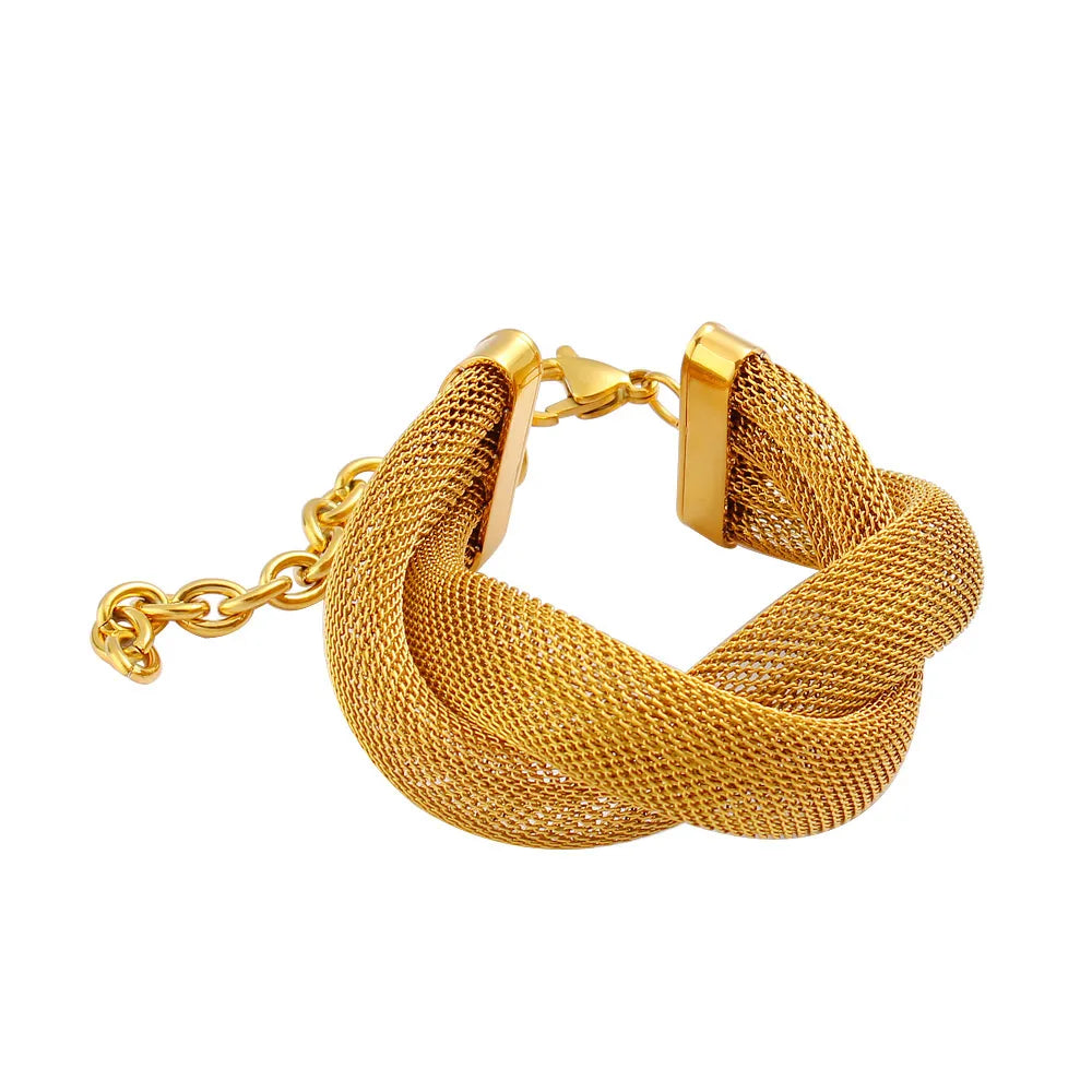 Wholesale Jewelry Retro Exaggerated Geometric 304 Stainless Steel 18K Gold Plated Bracelets Necklace