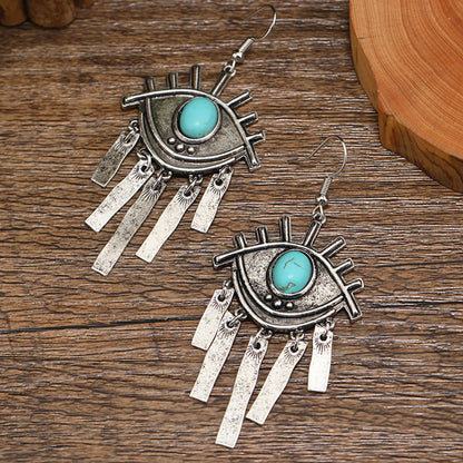 Wholesale Jewelry Retro Eye Alloy Turquoise Drop Earrings