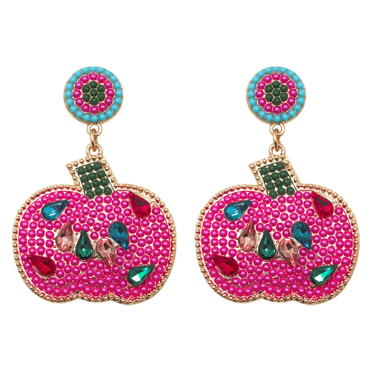 Wholesale Jewelry Retro Flower Alloy Rhinestones Inlay Drop Earrings