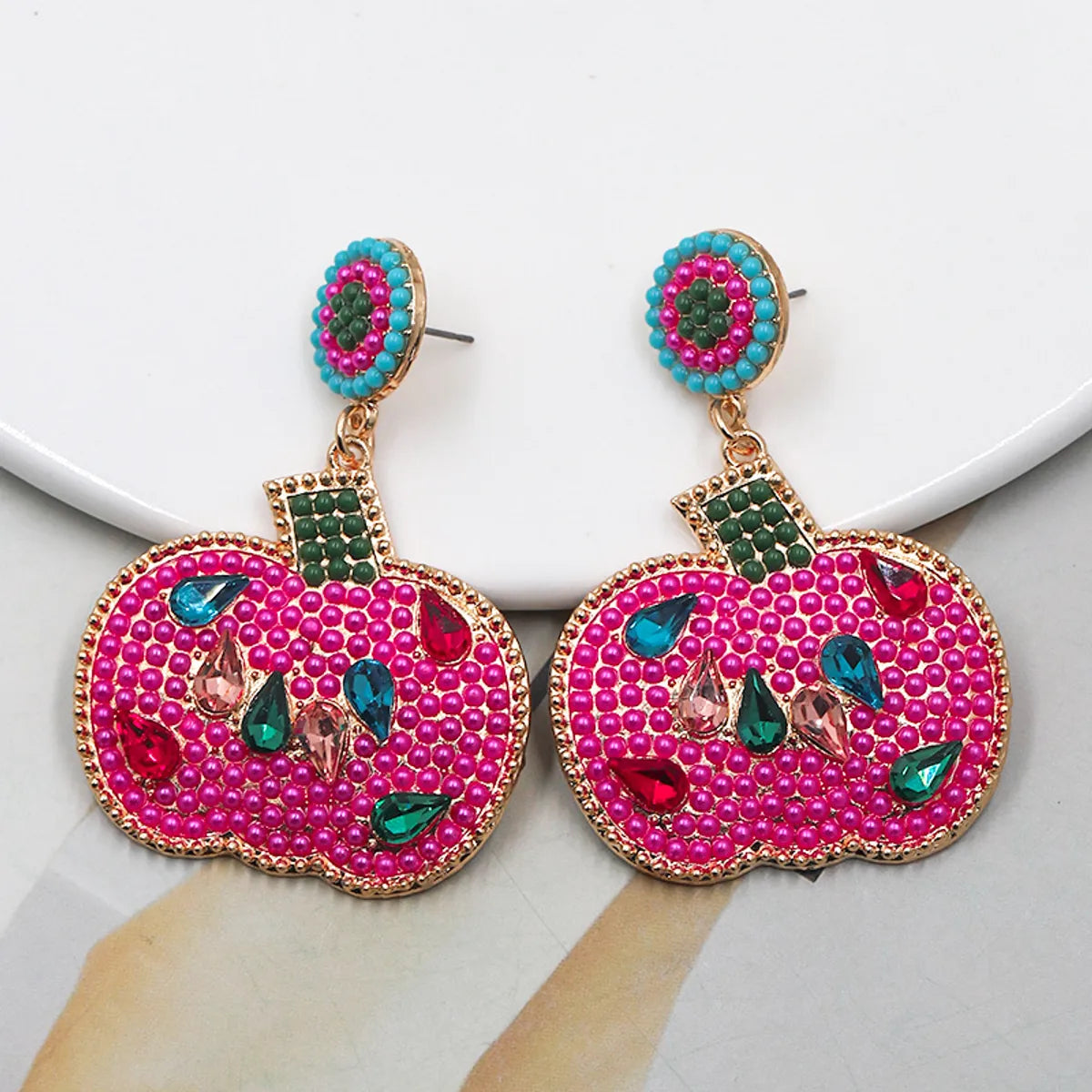 Wholesale Jewelry Retro Flower Alloy Rhinestones Inlay Drop Earrings