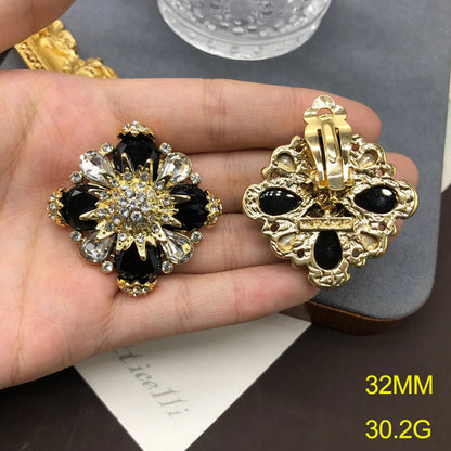 Wholesale Jewelry Retro Flower Alloy Zircon Plating Inlay Ear Studs