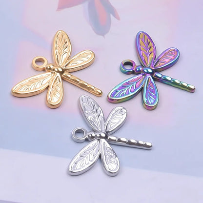 Wholesale Jewelry Retro French Style Dragonfly 304 Stainless Steel Plating Pendant Necklace