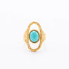 Wholesale Jewelry Retro French Style Oval 304 Stainless Steel Natural Stone 18K Gold Plated Inlay Open Rings