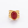 Wholesale Jewelry Retro French Style Oval 304 Stainless Steel Natural Stone 18K Gold Plated Inlay Open Rings