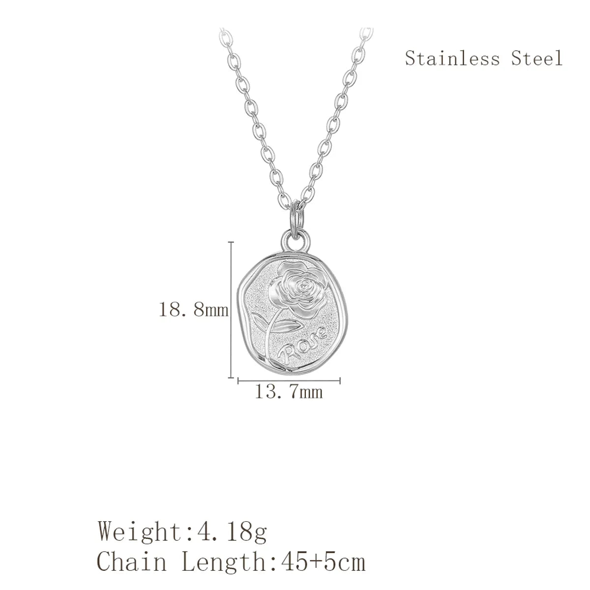 Wholesale Jewelry Retro French Style Rose Flower 304 Stainless Steel Plating Pendant Necklace