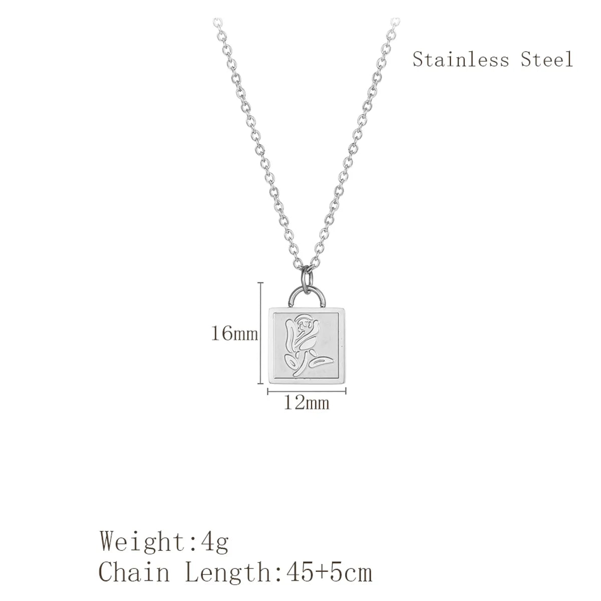 Wholesale Jewelry Retro French Style Rose Flower 304 Stainless Steel Plating Pendant Necklace