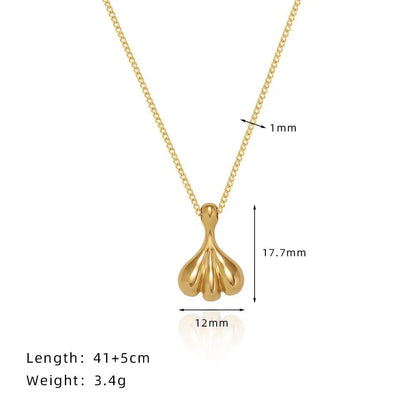 Wholesale Jewelry Retro Geometric Solid Color Titanium Steel 18K Gold Plated Pendant Necklace