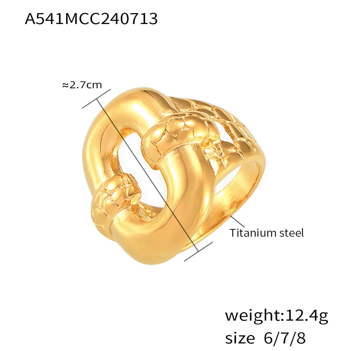 Wholesale Jewelry Retro Irregular Glossy Solid Color Titanium Steel 18K Gold Plated Plating Rings