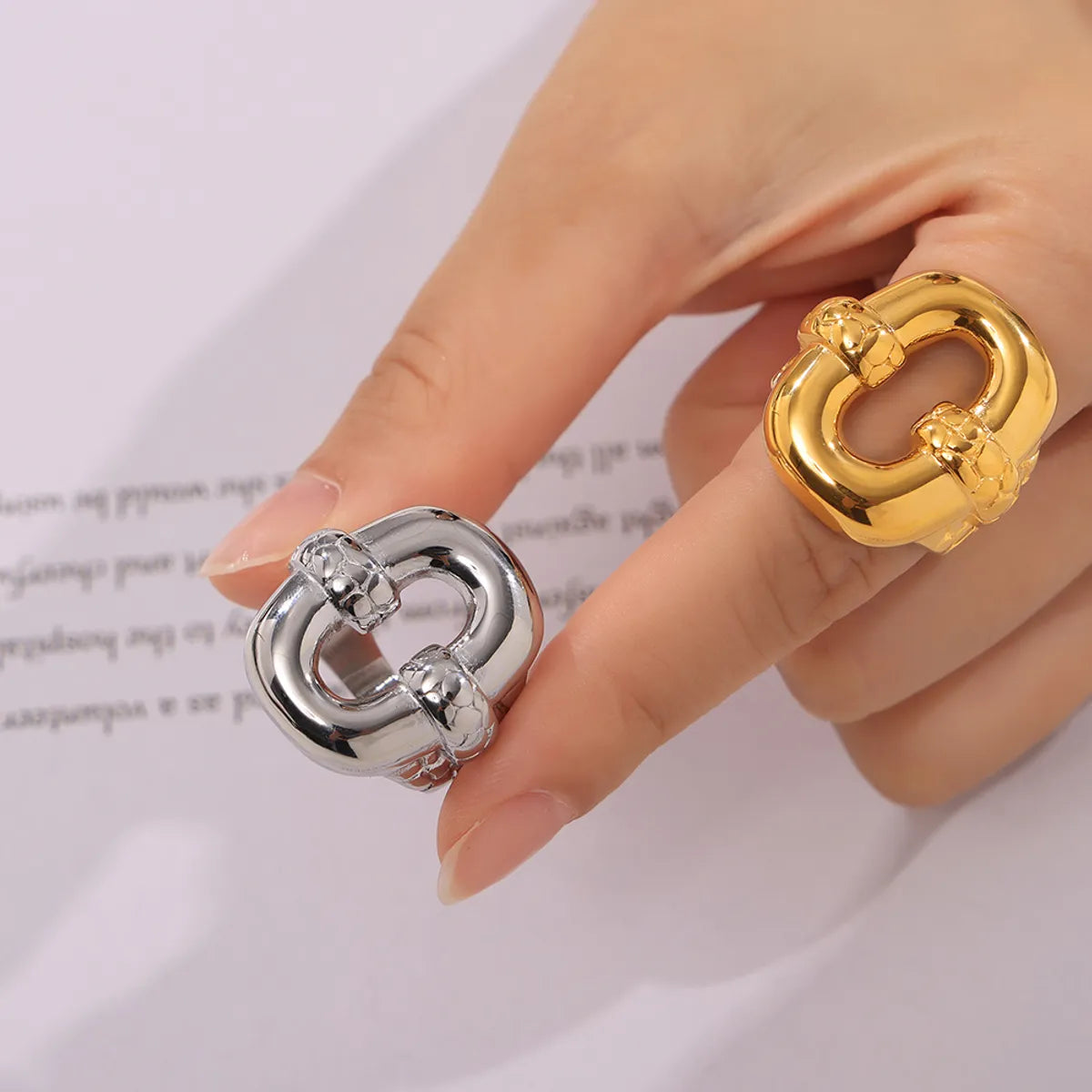 Wholesale Jewelry Retro Irregular Glossy Solid Color Titanium Steel 18K Gold Plated Plating Rings