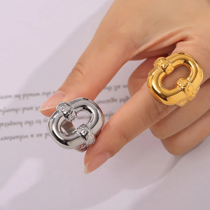 Wholesale Jewelry Retro Irregular Glossy Solid Color Titanium Steel 18K Gold Plated Plating Rings