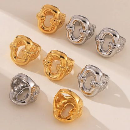 Wholesale Jewelry Retro Irregular Glossy Solid Color Titanium Steel 18K Gold Plated Plating Rings