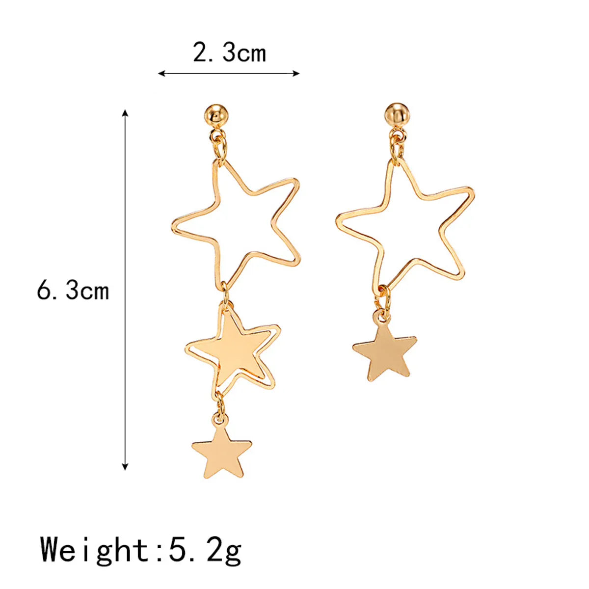 1 Pair Retro Lady Star Hollow Out Alloy Drop Earrings