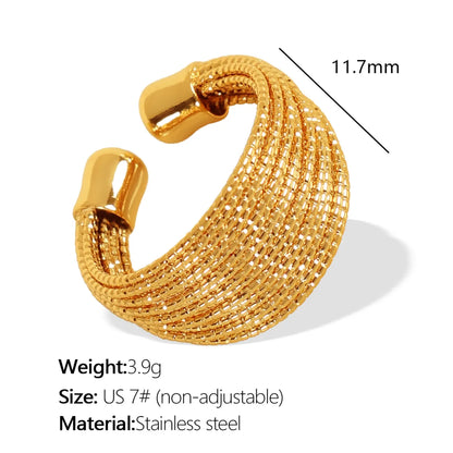 Wholesale Jewelry Retro Luxurious IG Style C Shape Solid Color 304 Stainless Steel 18K Gold Plated Polishing Rings Earrings