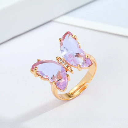 Wholesale Jewelry Retro Multicolor Butterfly Ring Nihaojewelry