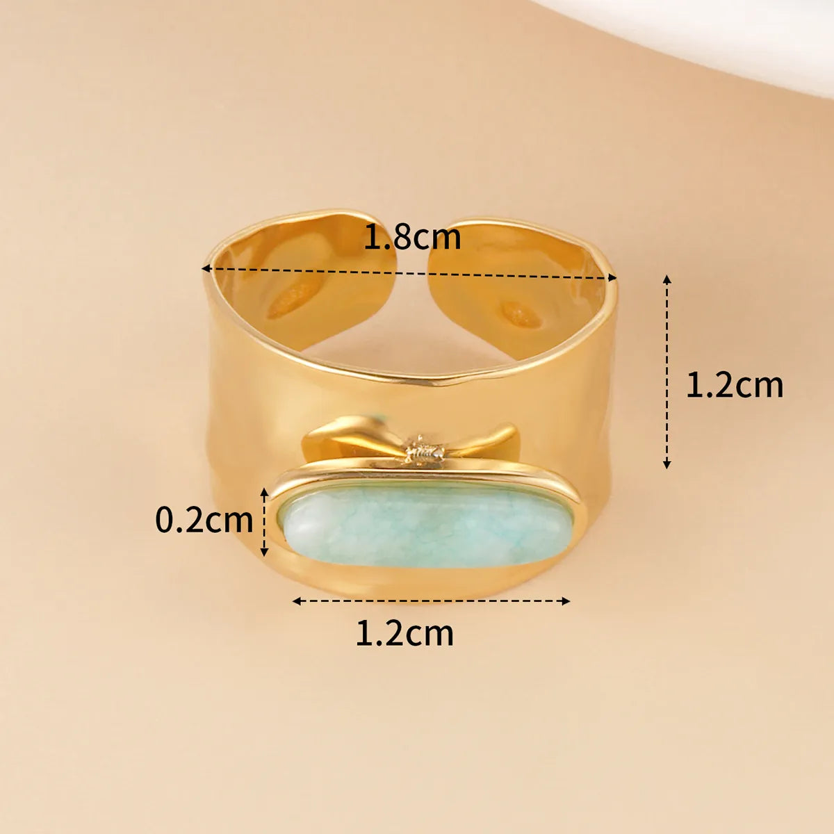 Wholesale Jewelry Retro Oval 304 Stainless Steel Stone 14K Gold Plated Inlay Open Rings