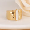 Wholesale Jewelry Retro Oval 304 Stainless Steel Stone 14K Gold Plated Inlay Open Rings