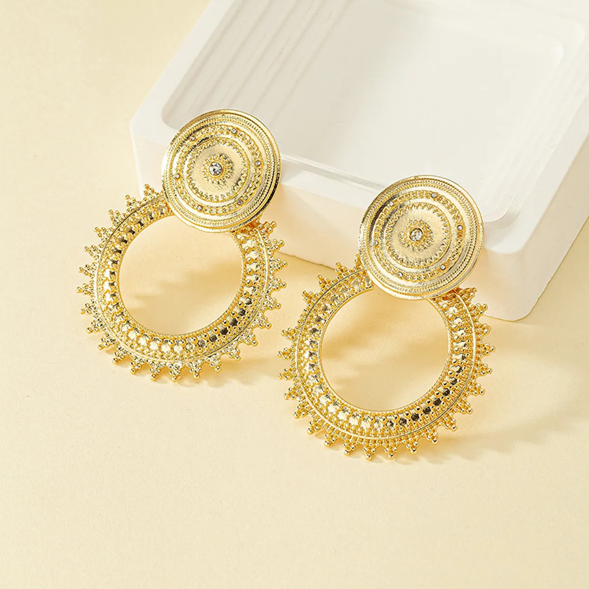 1 Pair Retro Punk Geometric Plating Alloy 14k Gold Plated Ear Studs