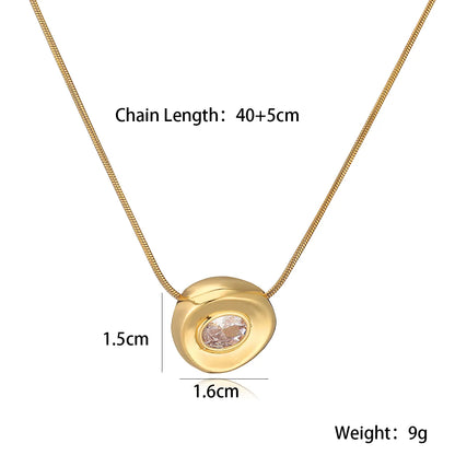 Wholesale Jewelry Retro Punk Simple Style Solid Color 304 Stainless Steel 18K Gold Plated Plating Pendant Necklace