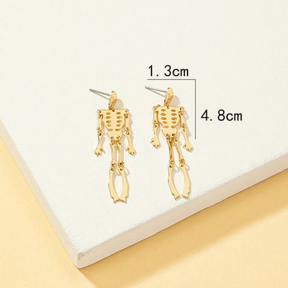 Wholesale Jewelry Retro Punk Solid Color Skull Alloy 14k Gold Plated Plating Drop Earrings