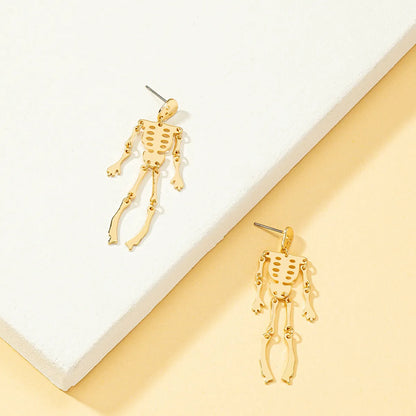 Wholesale Jewelry Retro Punk Solid Color Skull Alloy 14k Gold Plated Plating Drop Earrings