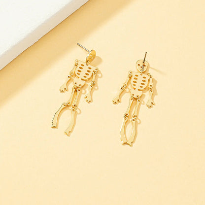 Wholesale Jewelry Retro Punk Solid Color Skull Alloy 14k Gold Plated Plating Drop Earrings