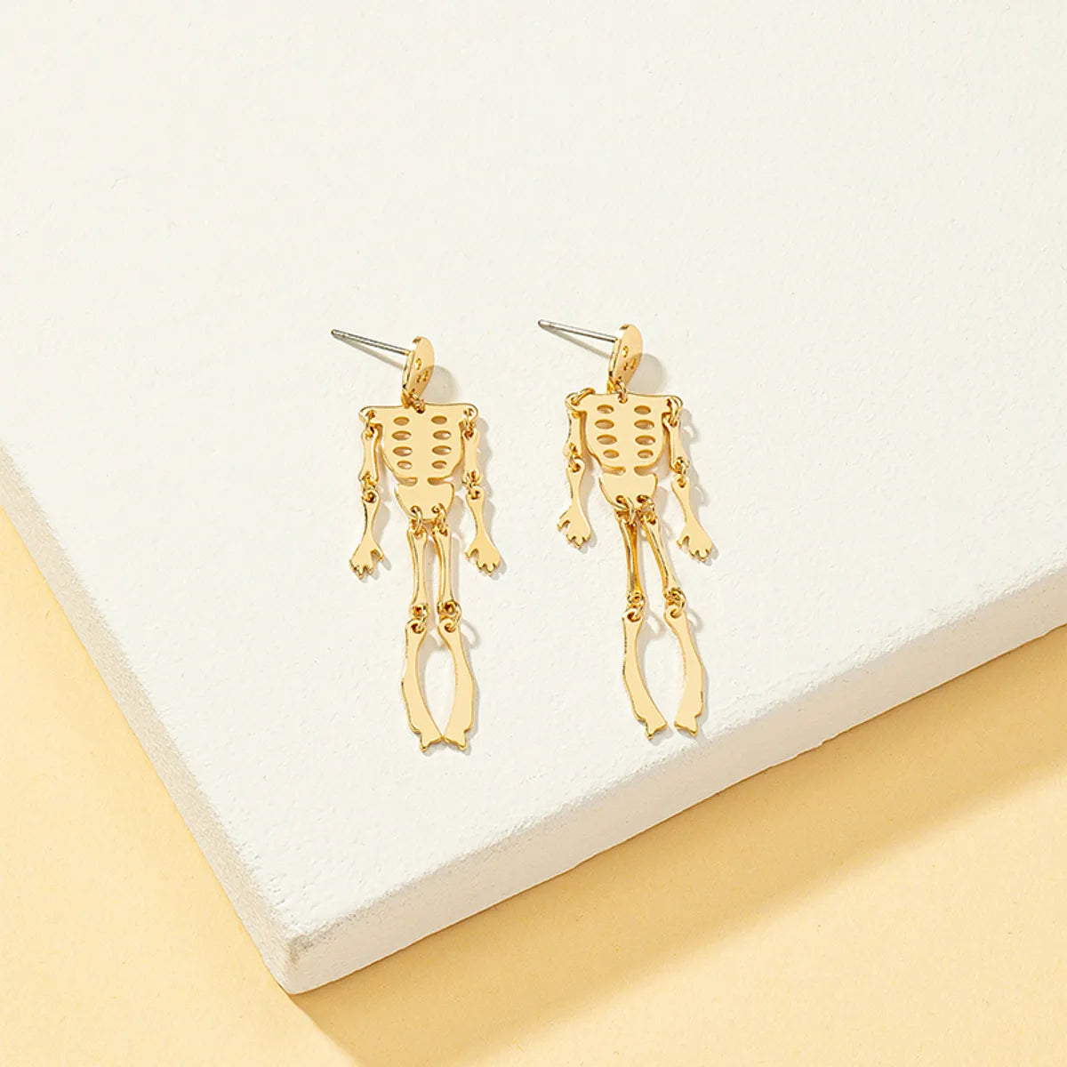 Wholesale Jewelry Retro Punk Solid Color Skull Alloy 14k Gold Plated Plating Drop Earrings